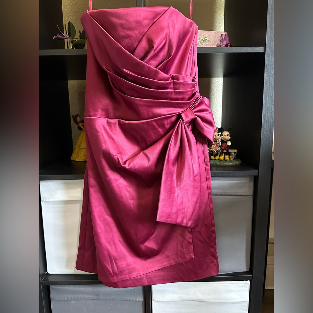 Burgundy strapless dress